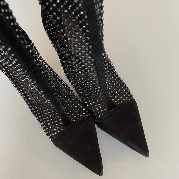 Jimmy Choo Crystal Embellished Mesh Boots - Picture 3 of 8